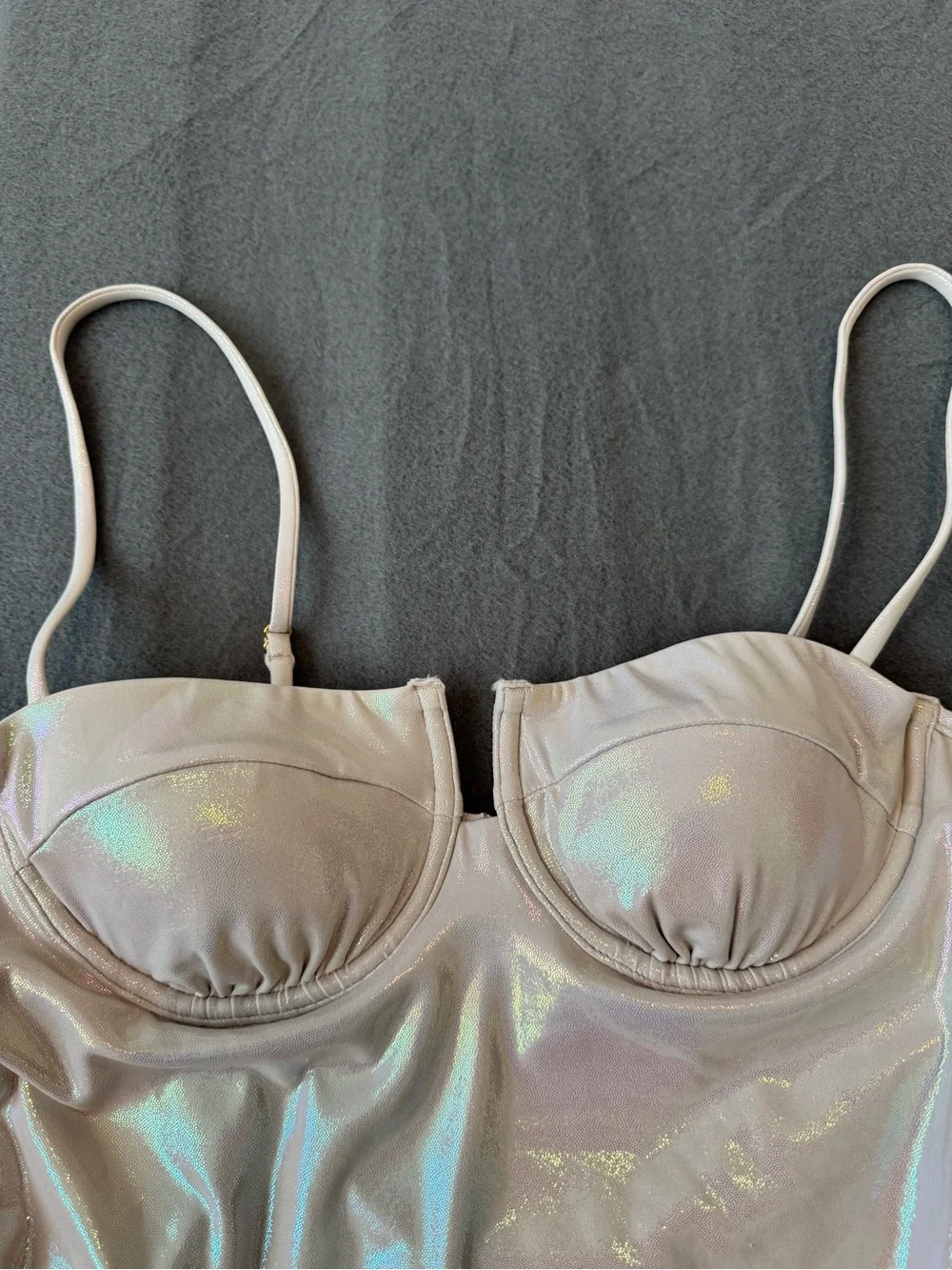 One-Piece Pearl Beige Swimsuit NWT Size L 12-14